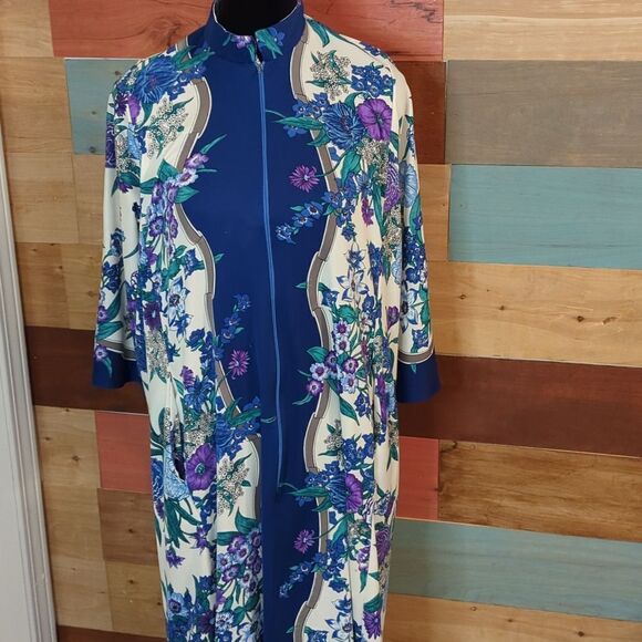 Vintage large zip up  pajama floral - Picture 1 of 7